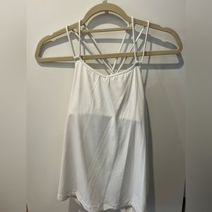 Lululemon White Flowy Tank Top with Built In Bra Size 4